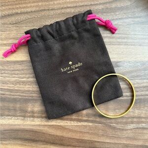 Kate Spade Draw the Line Black Enamel Gold Bangle Bracelet Idiom Collection NWOT